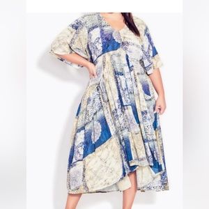 Evans Val Crinkle Maxi Dress – Blue Tile, Size 20